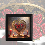 Caja De Regalo Corazón de oro victoriano con rosas rojas, vintage<br><div class="desc">Esta hermosa caja de conservas / Joyería / caja de regalo cuenta con un corazón dorado victoriano decorado con rosas rojas y velas en un fondo romántico de colores suaves. ¡Hace un gran regalo para El día de San Valentín,  cumpleaños y más!</div>