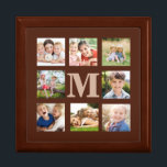 Caja De Regalo Crear su propia familia de Personalizados 8 Collag<br><div class="desc">Crea tu propia caja de regalo de la cuadrícula de 8 fotos marrón personalizado personalizada con tus fotos de Instagram o cualquier foto favorita y tu monograma/inicial</div>