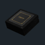 Caja De Regalo Cuero negro vintage con marco dorado vintage<br><div class="desc">La imagen de textura de cuero de color negro vintage se acentúa con un marco dorado vintage.</div>
