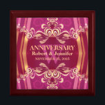 Caja de regalo de aniversario de Boda de monograma<br><div class="desc">Lugar digital único y elegante en diseño rosa morado y dorado - Exquisito y elegante boda, aniversario o compromiso presente. Personaliza con nombres, fecha de aniversario y monograma o números - hecho en una maravillosa caja de regalo de madera para guardar baratijas, joyería para tus quequitos especiales. Hace un regalo...</div>