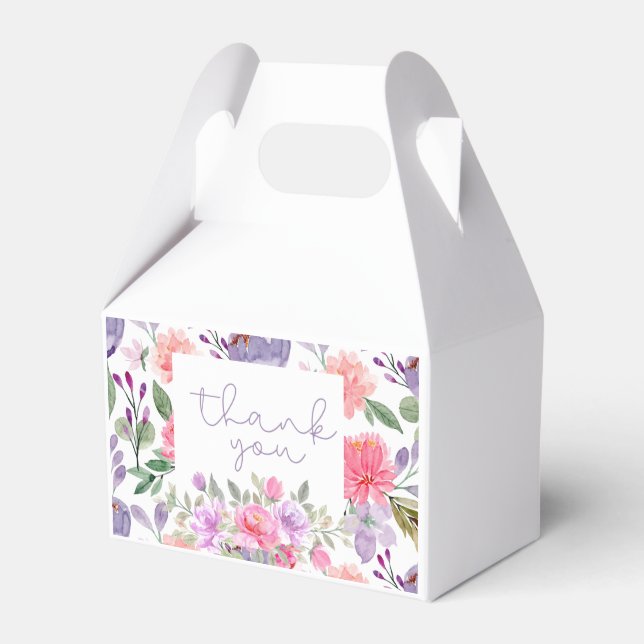 Caja de regalo de Baby Shower púrpura para una beb (Front Side)