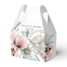 Caja de regalo de boda de amapolas marfil y rosa r