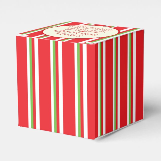 Caja de regalo de canje de galletas rojas rayadas (Costado Anverso)