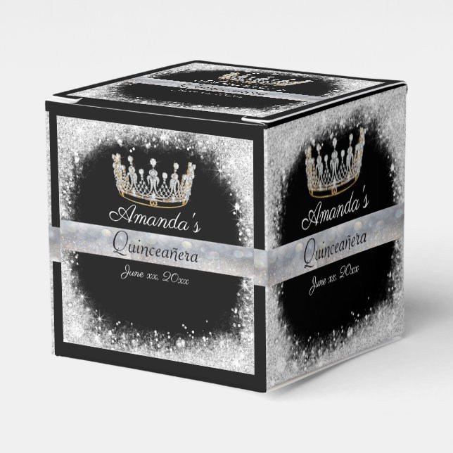 Caja de regalo de corona de plata y dorado para Qu (Costado Anverso)