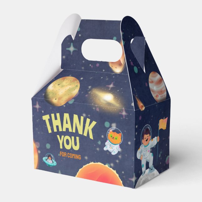 Caja de regalo de cumpleaños espacial, caja de fav (Front Side)