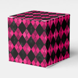 Caja de regalo de fiesta de argyle rosa y negro