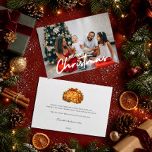 Caja de regalo de Navidad con gato naranja foto ac