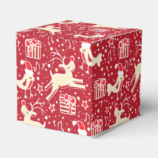 Caja de regalo de patrón de Navidades de nata roja (Reverso Costado)