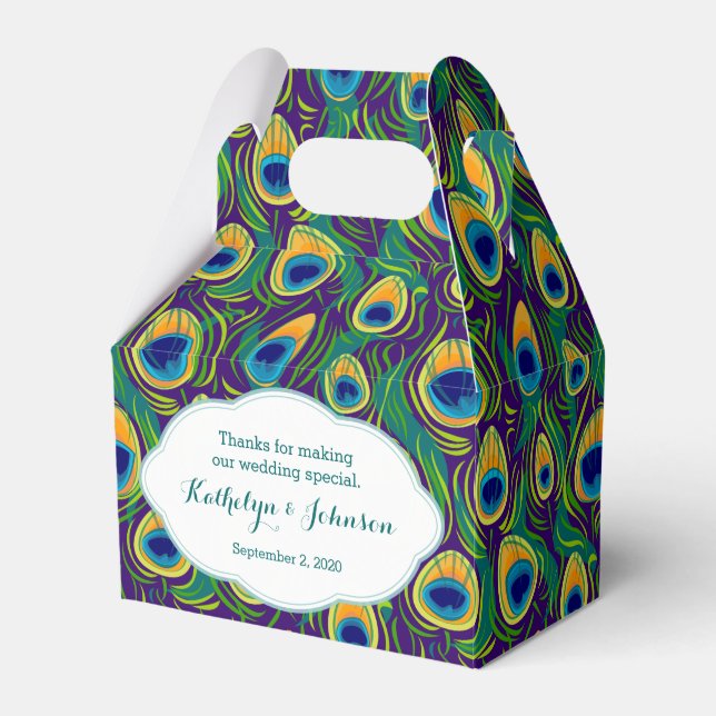 Caja de regalo de patrón de pluma de pavo real (Front Side)