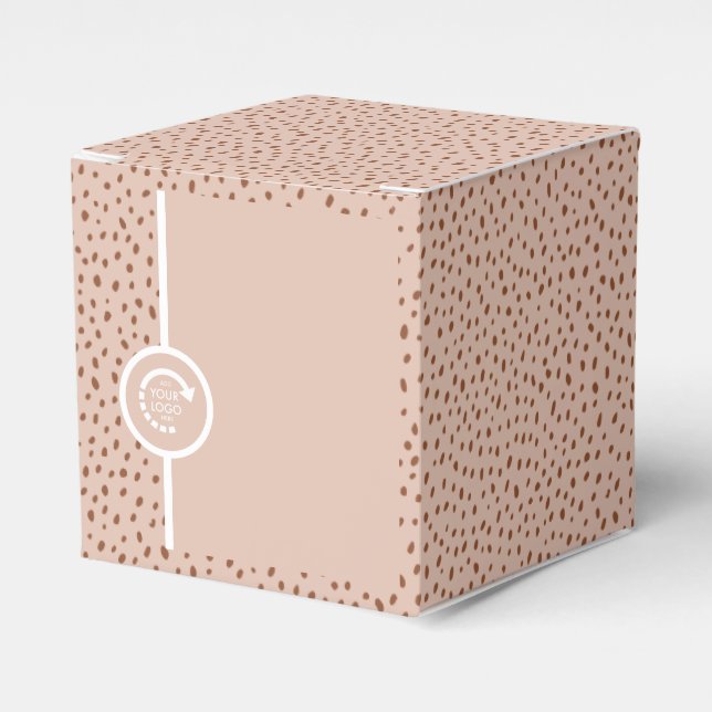 CAJA DE REGALO DE PUNTOS MARRÓN Y BEIGE Boho CON T (Costado Anverso)