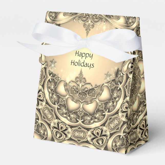 Caja de regalo de vacaciones con decoración dorada (Front Side)