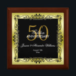 Caja De Regalo Decoración romántica dorada enmarcada 50 Boda<br><div class="desc">Hermoso, glamoroso diseño moderno, romántico y sofisticado para el 50 aniversario de boda de la pareja. Elegante y glamoroso cincuenta años de aniversario. Con un fondo glamoroso impreso en imagen de fondo de un fondo de degradado de color dorado con la misma imagen girada en la parte superior para dar...</div>