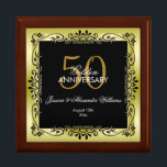 Caja De Regalo Decoración romántica dorada enmarcada 50 Boda<br><div class="desc">Hermoso, glamoroso diseño moderno, romántico y sofisticado para el 50 aniversario de boda de la pareja. Elegante y glamoroso cincuenta años de aniversario. Con un fondo glamoroso impreso en imagen de fondo de un fondo de degradado de color dorado con la misma imagen girada en la parte superior para dar...</div>