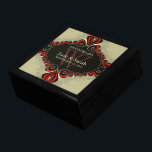 Caja de regalo del aniversario del Genie Magic Bod<br><div class="desc">Manejo único y elegante, caja de regalo con diseño de inspiración bohemia en crema, naranja y marrón oscuro - Exquisito y elegante aniversario personalizado, Boda o compromiso presente. Personaliza con nombres, fecha de aniversario y monograma o números - hecho en una maravillosa caja de regalo de madera para guardar baratijas,...</div>