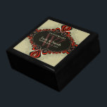 Caja de regalo del aniversario del Genie Magic Bod<br><div class="desc">Manejo único y elegante, caja de regalo con diseño de inspiración bohemia en crema, naranja y marrón oscuro - Exquisito y elegante aniversario personalizado, Boda o compromiso presente. Personaliza con nombres, fecha de aniversario y monograma o números - hecho en una maravillosa caja de regalo de madera para guardar baratijas,...</div>