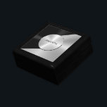 Caja De Regalo Diseño geométrico metálico moderno negro y platead<br><div class="desc">Elegante y brillante diseño moderno de textura metálica en negro y plateado,  fresco diseño dinámico abstracto.</div>