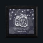 Caja De Regalo Ducha de boda Mason Jars String ilumina la marina<br><div class="desc">Modernas plantillas de caja de regalo Boda - Elegante Jar de Mason y luces de cadena sobre fondo de línea floral azul de la marina. Un diseño perfecto para tu gran día. ¡Todo el estilo de texto,  colores,  tamaños se pueden modificar para adaptarlo a sus necesidades!</div>