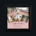 Caja De Regalo Duste Rosa Boda rosado de recién casados regalo de<br><div class="desc">Añade cuatro fotos de la pareja prometida,  recién casados y de la pareja casada a este polvoriento regalo de guion subió rosado personalizado.</div>