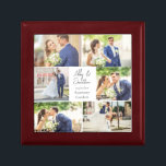 Caja De Regalo Elegante Collage de fotos de parejas recién casada<br><div class="desc">Esta hermosa caja de regalo de keepsake de pareja recién casada presenta un diseño elegante de 6 fotos bodas sobre un fondo blanco con los nombres,  ubicación y fecha de la pareja casada. Un maravilloso regalo de fotos conmemorativas para que tu esposa o esposo lo atesoren para siempre.</div>