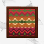 Caja De Regalo Estilo azteca suroeste verde rosa y marrón<br><div class="desc">Diseño de inspiración azteca de color,  verde,  rosa,  ciruela y marrón. Personalice con el nombre o las iniciales de su destinatario. Añade un agradable toque étnico a esta caja de conservas.</div>