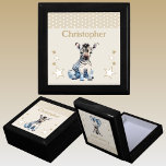 Caja De Regalo Estrellas de cebra cúrcuta añaden el nombre keepsa<br><div class="desc">Mantén la caja de regalo para los niños. Personaliza con un nombre. Con una linda cebra,  puntos de polka y estrellas con los colores marrón y blanco.</div>