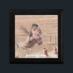 Caja De Regalo Fantasía de Vintage Christmas Boy Flying Airship<br><div class="desc">Una encantadora postal antigua de los Navidades franceses de 1910 con una foto de un chico dulce y sonriente que volaba su festividad de hélice en forma de zapato,  tirando sobre techos nevados. La inscripción nostálgica de oro antiguo desea una Joyeux Noel.</div>