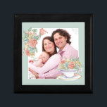 Caja De Regalo Floral acuarela y foto de Personalizado de té<br><div class="desc">Bonito acuarela de arte enmarcando tu foto.</div>