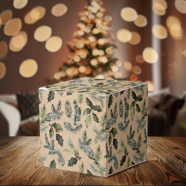 Caja de regalo floral para Navidades de Kraft rúst (Subido por el creador)