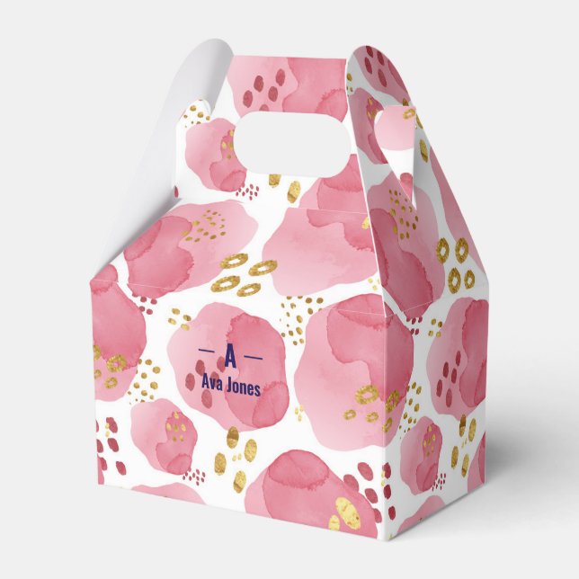 Caja de regalo floral rosa personalizada - Nombre  (Front Side)