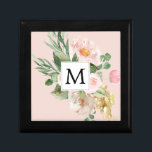 Caja De Regalo Flores rosas color de agua modernas monogramadas<br><div class="desc">Flores rosas color de agua modernas monogramadas</div>