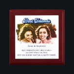 Caja De Regalo Foto de los mejores amigos de Retro Blue<br><div class="desc">Dale a tu mejor amigo un regalo sentimental y personalizado para apreciar. Esta caja de regalo de madera dulce muestra las palabras "Mejores Amigos" en un tratamiento de tipo retro con un marco fotográfico de pinceles pintado a mano.</div>