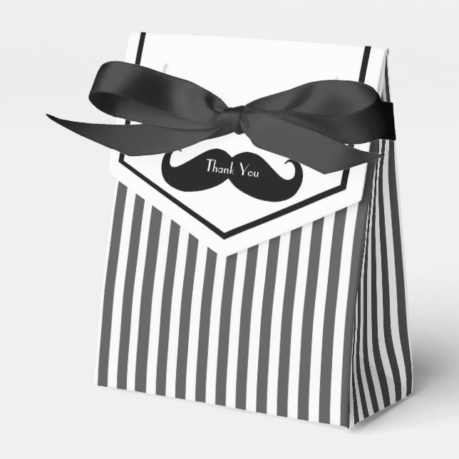 Caja de regalo Groomsman de bigote negro y blanco (Front Side)