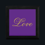 Caja De Regalo Guión de color dorado Amor a la caligrafía púrpura<br><div class="desc">Puede cambiar fácilmente las fuentes y los colores. También puede agregar su logotipo y la imagen de fondo como desee.</div>