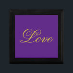 Caja De Regalo Guión de color dorado Amor a la caligrafía púrpura<br><div class="desc">Puede cambiar fácilmente las fuentes y los colores. También puede agregar su logotipo y la imagen de fondo como desee.</div>