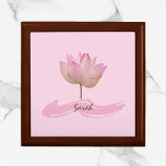 Caja De Regalo Hermosa flor rosa de Lotus<br><div class="desc">Hermosa flor rosa de loto acentuada con pincel abstracto. Añade tu nombre para personalizar.</div>