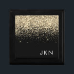 Caja De Regalo Iniciales del Monograma Girly Black Purpurina Gold<br><div class="desc">Purpurina de espuma negra y dorada Monograma Nombre Joyería Keepsake Box. Esto hace que la graduación perfecta, el cumpleaños, el boda, la ducha de novia, el aniversario, la ducha de bebé o la fiesta de soltera sea un regalo para alguien que ama el lujo glam y los estilos de moda....</div>