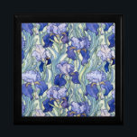 Caja De Regalo Iris azul Art Nouveau<br><div class="desc">Caja de regalo de iris azul Art Nouveau.</div>