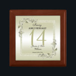 Caja De Regalo Ivory Gem y Purpurina 14º aniversario del Boda<br><div class="desc">Glamorosa y elegante elegante elegante caja de regalo del 14º aniversario de Boda de Marfil con elegantes decoraciones de joyas de piedra de marfil y marco de borde purpurina a juego. Un diseño romántico para tu celebración. Todo el texto, el tipo de letra y el color de la letra son...</div>