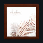 Caja De Regalo Lush Palm Leaf Boda Bridesmaid Terra/Wht ID956<br><div class="desc">Una paleta de colores a la moda en tonos terra cotta, cobre y roya, marcos geométricos brillantes y elegantes diseños, son la base de esta excitante suite boda. Tanto si planea una boda de destino como si se aloja cerca de casa, este delicado conjunto de diseño de hojas de palma...</div>