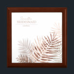 Caja De Regalo Lush Palm Leaf Boda Bridesmaid Terra/Wht ID956<br><div class="desc">Una paleta de colores a la moda en tonos terra cotta, cobre y roya, marcos geométricos brillantes y elegantes diseños, son la base de esta excitante suite boda. Tanto si planea una boda de destino como si se aloja cerca de casa, este delicado conjunto de diseño de hojas de palma...</div>