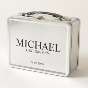 Caja de regalo Metalizado Groomsman clásica person