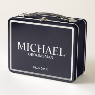 Caja de regalo Metalizado Groomsman clásica person