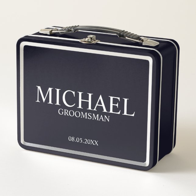 Caja de regalo Metalizado Groomsman clásica person (Anverso)