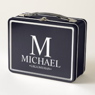 Caja de regalo Metalizado Groomsman clásica person