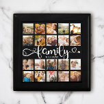 Caja De Regalo Moderno guión familiar 20 Collage de fotos Moda ne<br><div class="desc">Moderna bandeja de collage de fotos personalizados con espacio para 20 fotos alrededor de un guión moderno y rápido que lee FAMILIA y su nombre personalizado a continuación.</div>