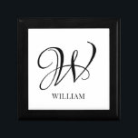 Caja De Regalo Monograma blanco elegante personalizado inicial<br><div class="desc">Monograma inicial simple y elegante personalizado en tipografía moderna. Un regalo de personalizado perfecto con un toque personal</div>