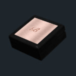Caja De Regalo Monograma de diseño de textura metálica de oro Ros<br><div class="desc">Imagen de fondo de textura metálica de color rosa elegante y elegante,  diseño moderno con monograma personalizado.</div>