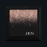 Caja De Regalo Monograma de Purpurina negro rosado Rosa de oro Ru<br><div class="desc">Oro negro y Rosa - Rubor Pink Sparkle Purpurina Monograma Nombre Joyería Keepsake Box. Esto hace que la graduación perfecta, el cumpleaños, el boda, la ducha de novia, el aniversario, la ducha de bebé o la fiesta de soltera sea un regalo para alguien que ama el lujo glam y los...</div>