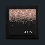 Caja De Regalo Monograma de Purpurina negro rosado Rosa de oro Ru<br><div class="desc">Oro negro y Rosa - Rubor Pink Sparkle Purpurina Monograma Nombre Joyería Keepsake Box. Esto hace que la graduación perfecta, el cumpleaños, el boda, la ducha de novia, el aniversario, la ducha de bebé o la fiesta de soltera sea un regalo para alguien que ama el lujo glam y los...</div>