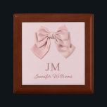 Caja De Regalo monograma elegante de arco rosa personalizado gira<br><div class="desc">caja de regalo personalizada con monograma de arco rosa elegante</div>